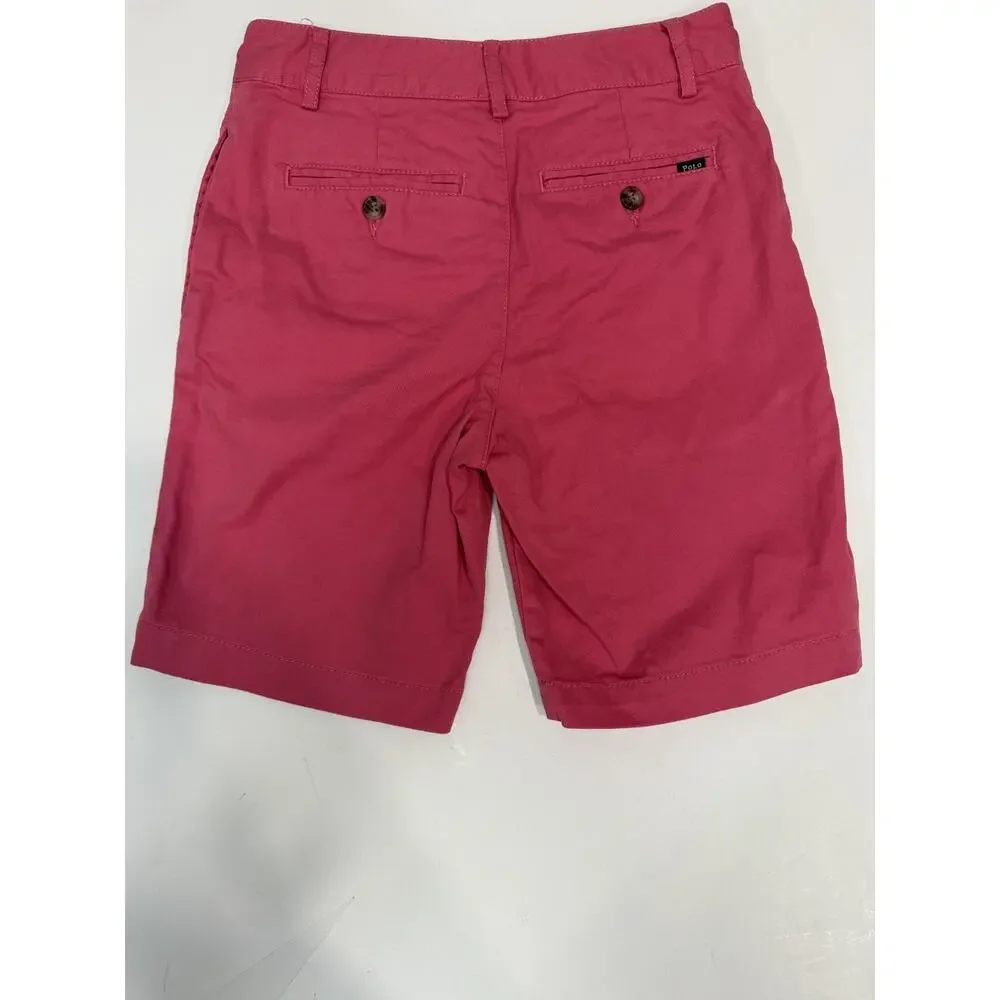 NWOT Polo Ralph Lauren Stretch Chino Shorts Pink Boys Size 10 Preppy Golf Luxury